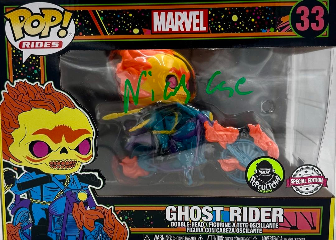 Nicholas Cage Signed Funko Pop #33 (Deluxe Ghost Rider) - Celebrity Authentics